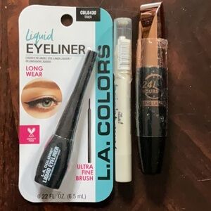 🍁Eye Makeup set L.A. Colors Liquid Eyeliner 24 Hr mascara white eye pencil